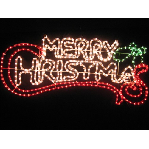 12M LED MERRY CHRISTMAS WITH CONTROLLER 100*44 (White And Red)